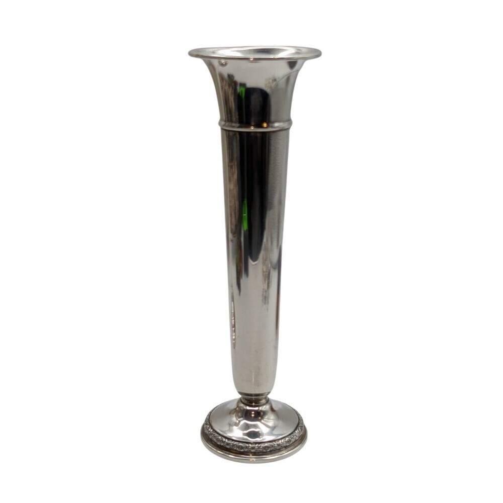 Vtg International Prelude Sterling Silver Weighted Reinforced Trumpet Bud Vase